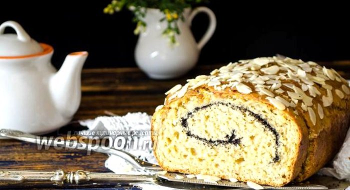 Творожно-яблочный кекс с маком