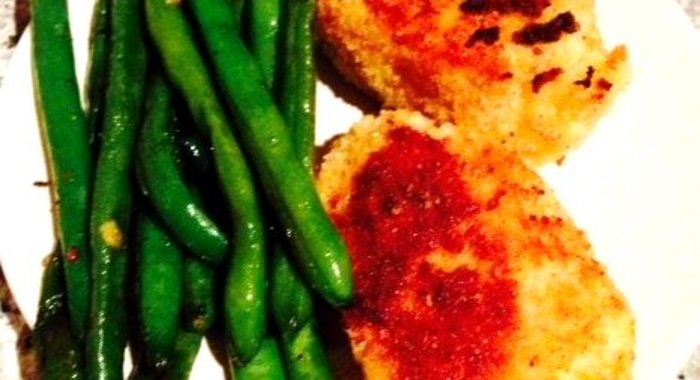 Картофельные оладьи из пюре со стручковой фасолью