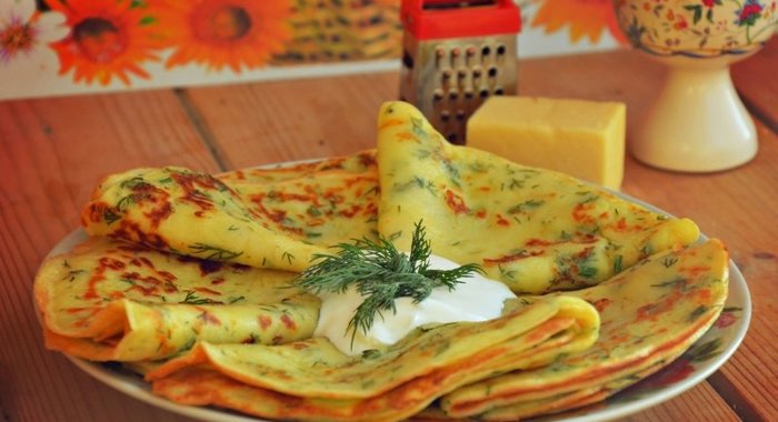 Блинчики с сыром и зеленью