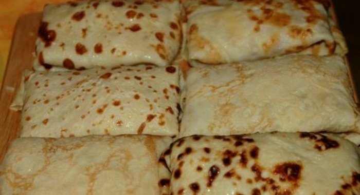 Блины с рисом и яйцом