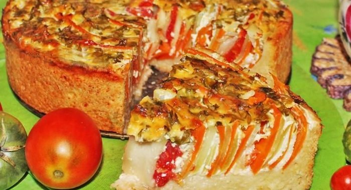 Овощной пирог Полосатик с кабачками и морковью