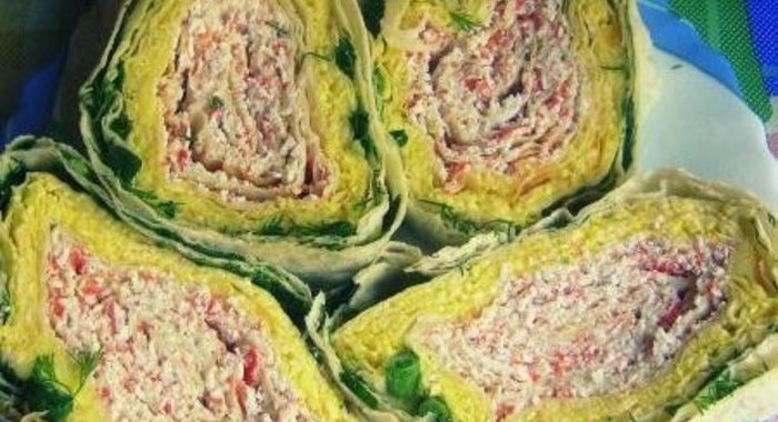 Крабовый рулет из лаваша Светофор