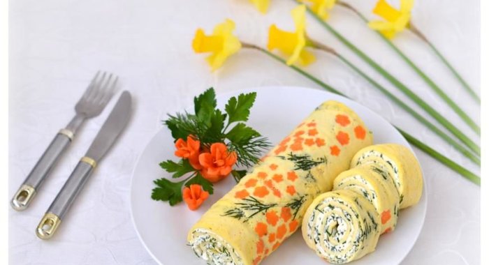 Нежнейший закусочный рулет Цветы весны