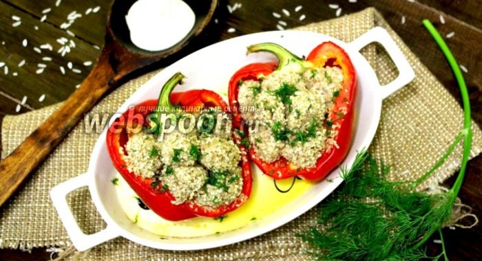 Болгарский перец, фаршированный кунжутными тефтелями