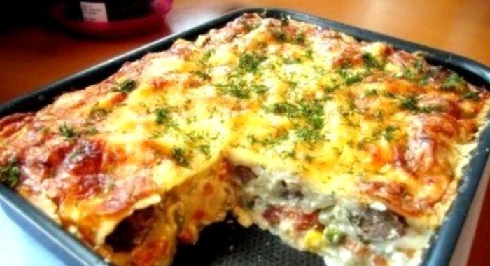 Запеканка из пельменей