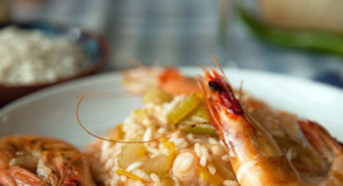 Ризотто с королевскими креветками