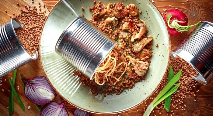 Гречневая каша с вешенками и белыми грибами от ресторана «Тарантино»