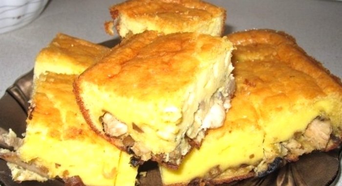 Пирог с грибами и курицей