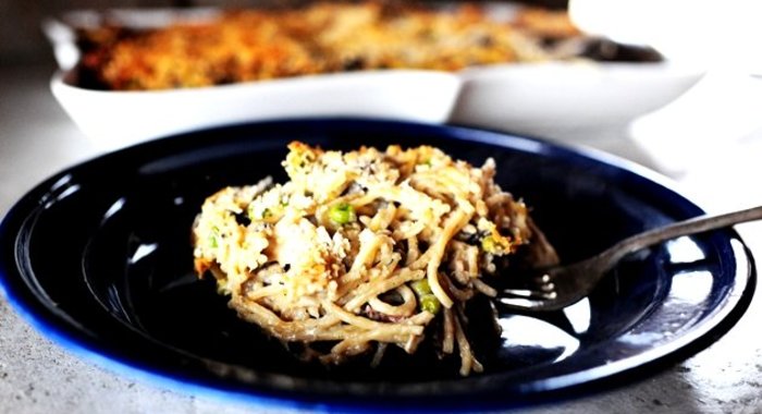 Запеканка с индейкой и спагетти