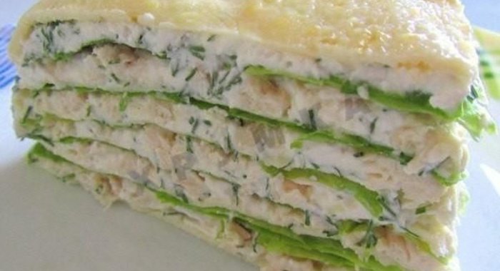 Белковый торт с куриной грудкой