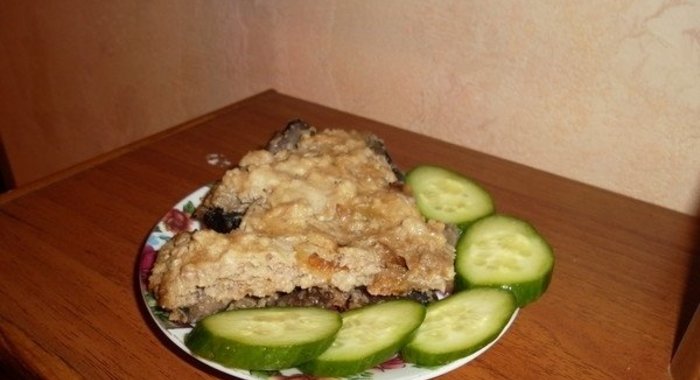 Запеканка с фаршем и грибами