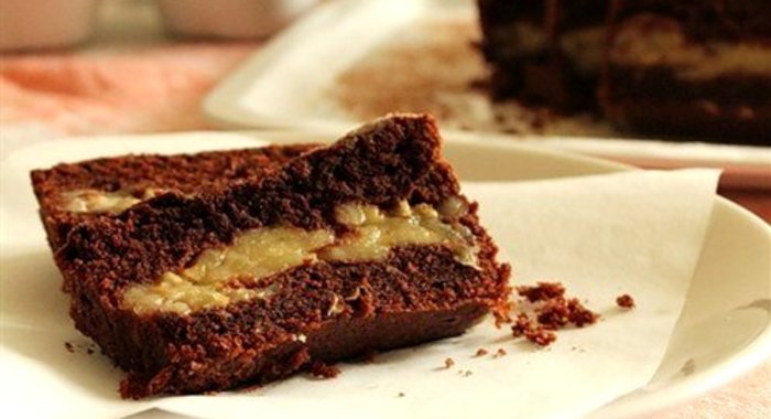 Шоколадный кекс с банановой прослойкой