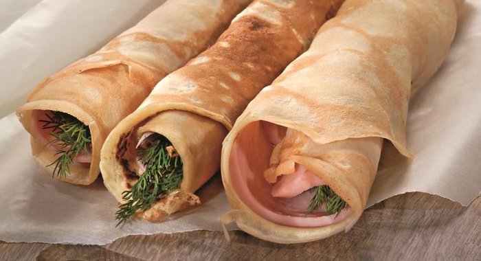 Овсяные блины с ветчиной