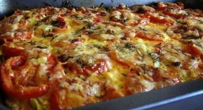 Запеканка из кабачков с фаршем и помидорами