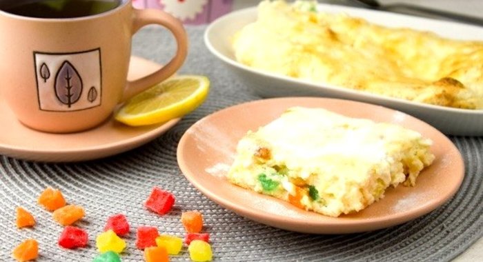 Творожная запеканка с цукатами