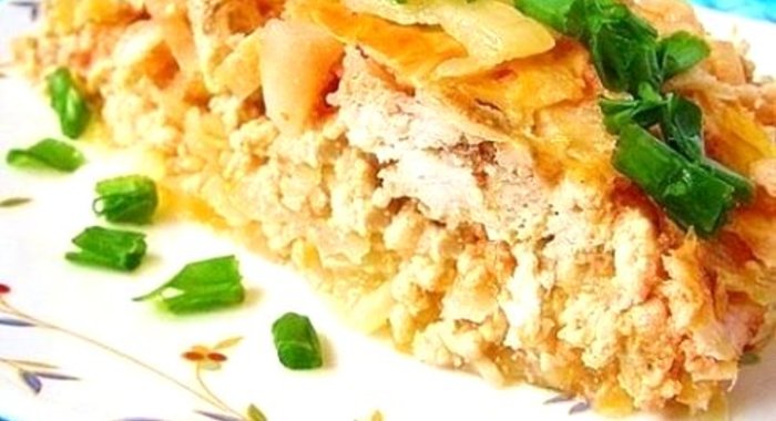 Капустная запеканка с куриным фаршем