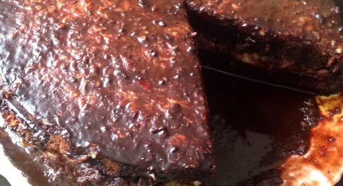 Постный торт с шоколадной помадкой