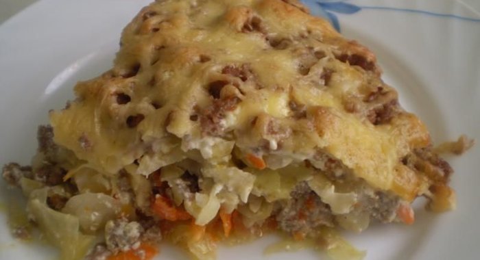 Запеканка с фаршем и капустой