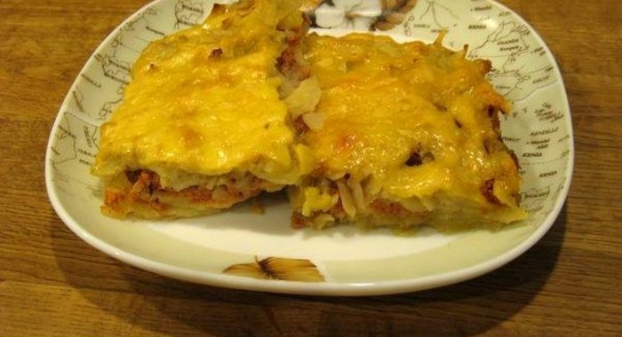 Запеканка с мясом и помидорами