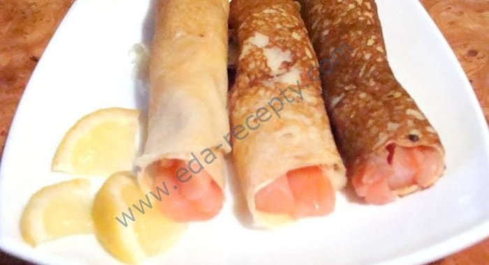 Блины с малосольной семгой