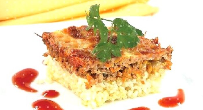 Рисовая запеканка с фаршем