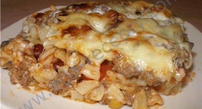 Запеканка из макарон с фаршем в духовке
