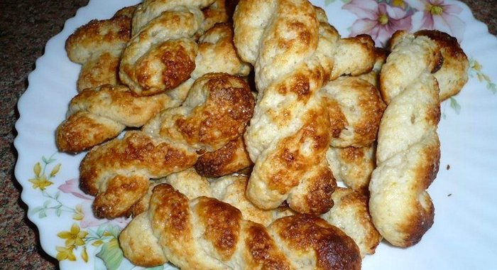 Творожное печенье косичка