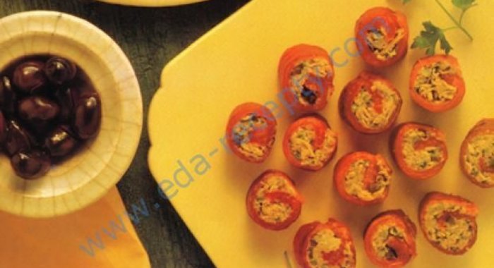 Рулетики из сладкого перца с тунцом