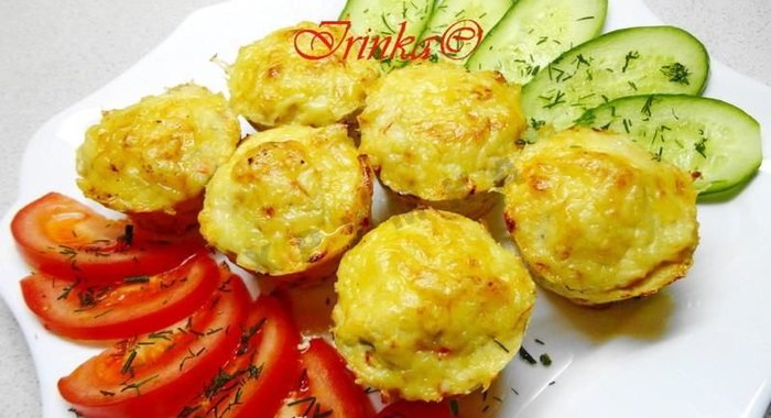 Мини-запеканки из куриного филе с творогом