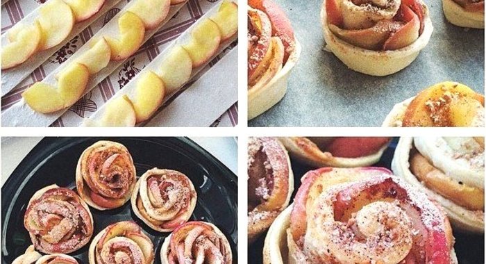 Слойки с яблоком «Розочки»