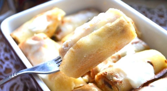 Блинчики с творогом в духовке