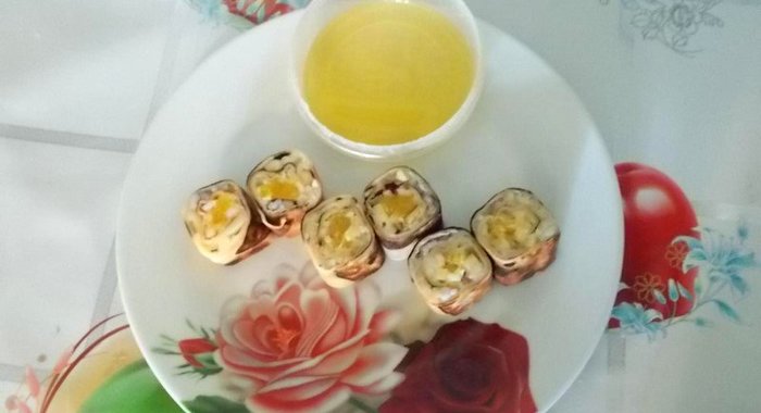 Сладкие блинчики с рисом и апельсином