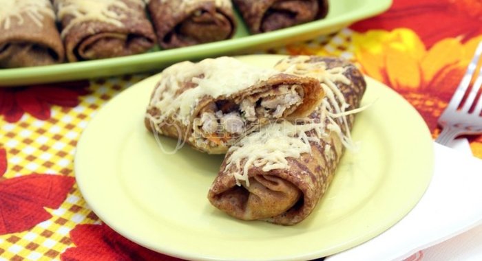 Блины фаршированные мясом и овощами