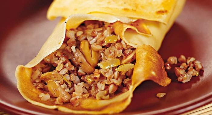 Постные блинчики с гречкой