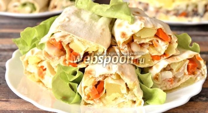 Рулет из лаваша с икрой трески