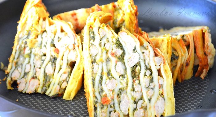 Острая лазанья из блинчиков