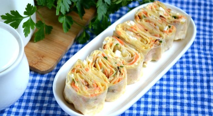 Рулет из лаваша с морковкой