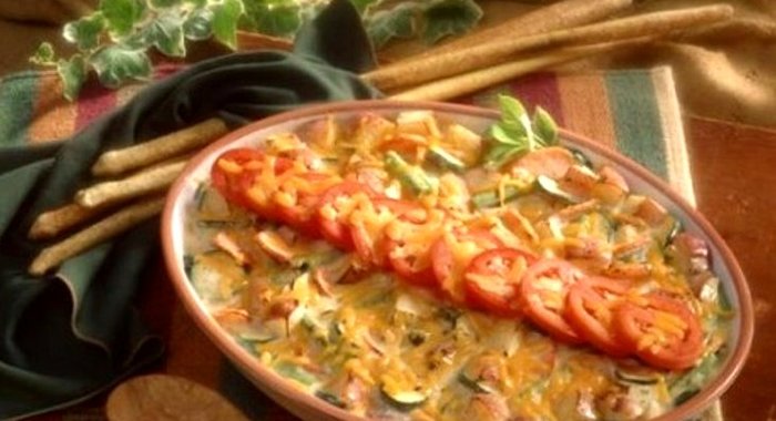 Овощная запеканка с фаршем