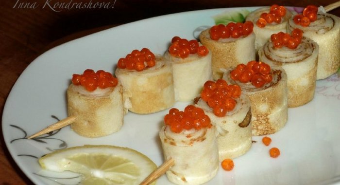 Блинные рулеты с икрой