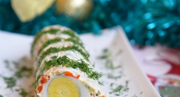 Праздничный рулет-желе с креветками