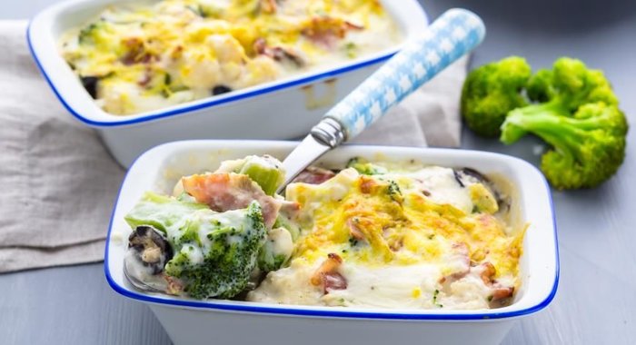 Запеканка с брокколи и цветной капустой