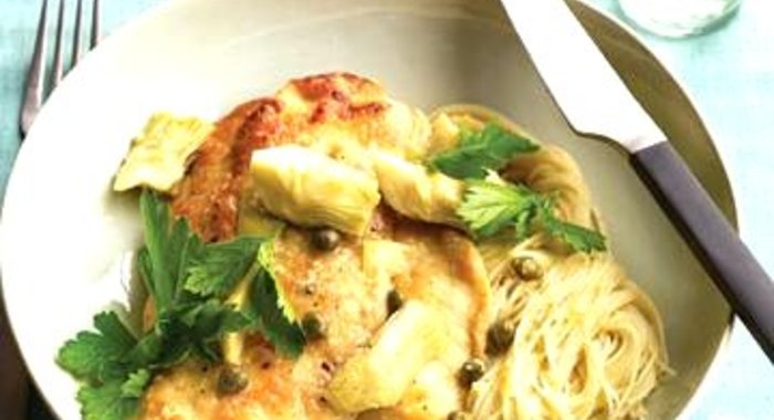 Куриные котлеты с артишоками и макаронами