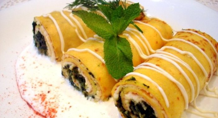 Тыквенные блинчики со шпинатом