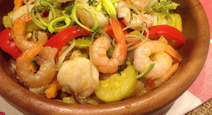 Соте из овощей с морепродуктами