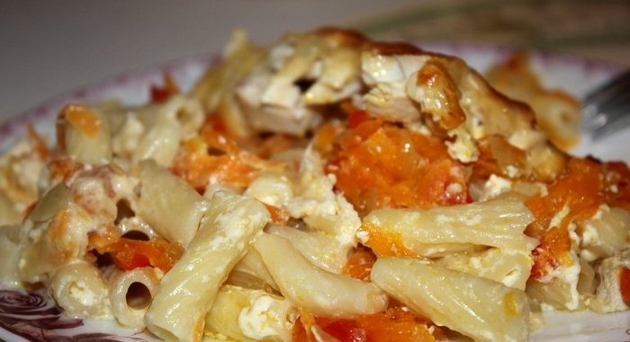 Запеканка с макаронами и курицей в духовке