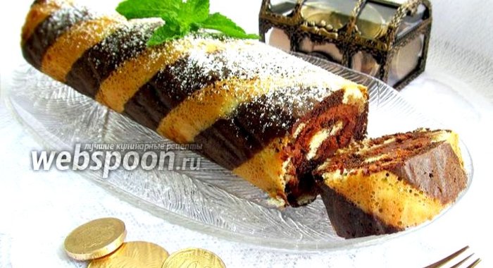 Полосатый бисквитный рулет