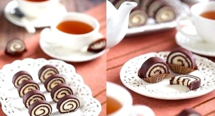 Кокосово-шоколадные рулетики без выпечки