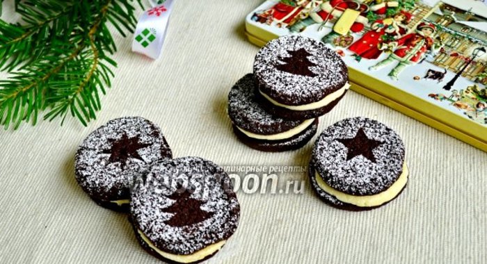 Шоколадное печенье с миндальным кремом