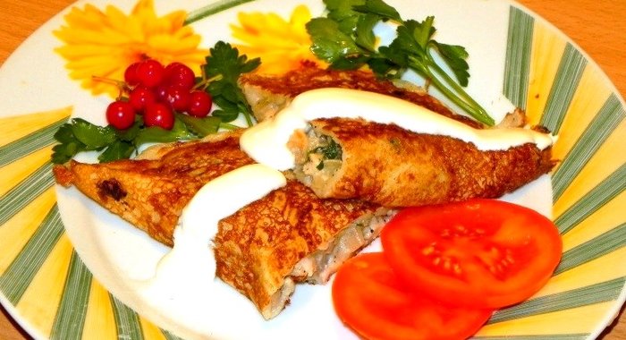 Блинчики, фаршированные курицей