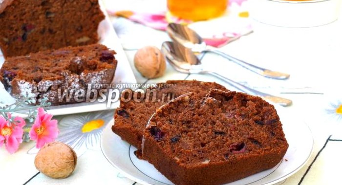 Постный кекс с вишней и имбирём